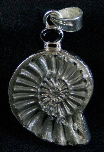 Pyrite Ammonite Pendant - Sterling Silver #7034